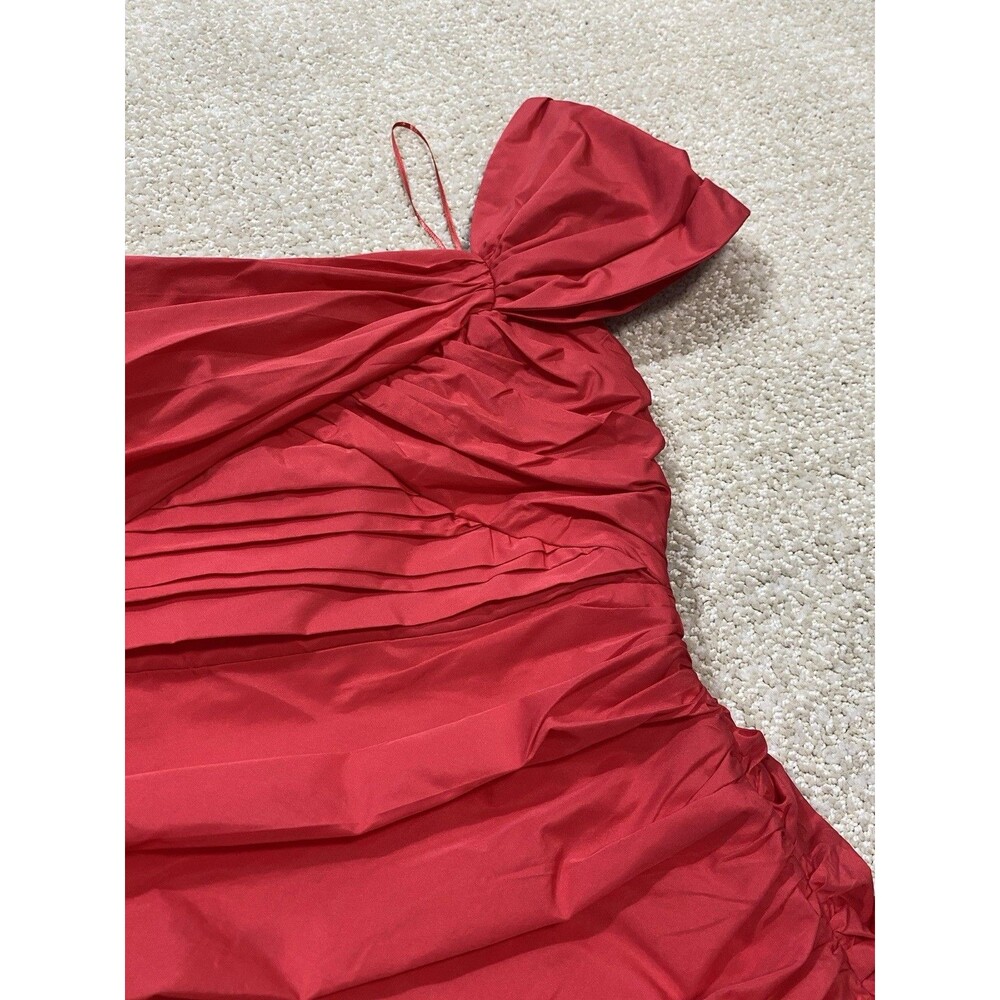 Zara Bright Red One-Shoulder Ruched Mini Dress Size S - Picture 15 of 16